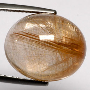 18.48カラットの天然無色＆ゴールドルチルクォーツ（17.3×14.3 mm・透明）
