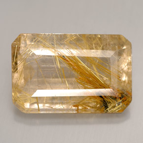 12.60カラットの天然無色＆ゴールドルチルクォーツ（18.4×12.1 mm・透明）