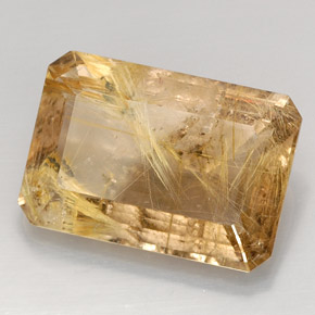 37.66カラットの天然無色＆ゴールドルチルクォーツ（26.4×18.3 mm・透明）