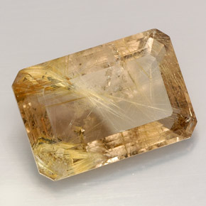 37.66カラットの天然無色＆ゴールドルチルクォーツ（26.4×18.3 mm・透明）