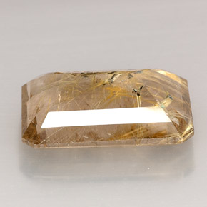 37.66カラットの天然無色＆ゴールドルチルクォーツ（26.4×18.3 mm・透明）