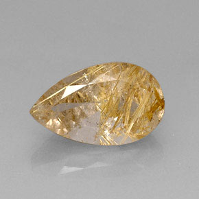 8.96カラットの天然無色＆ゴールドルチルクォーツ（15×11 mm・透明）