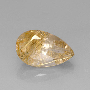 8.96カラットの天然無色＆ゴールドルチルクォーツ（15×11 mm・透明）