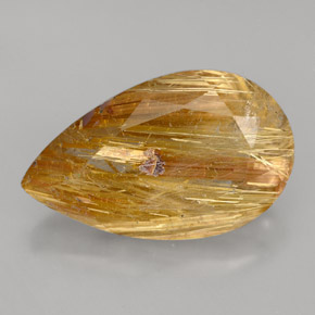 8.64カラットの天然無色＆ゴールドルチルクォーツ（18.1×11 mm・透明）