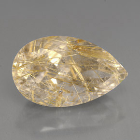 9.59カラットの天然無色＆ゴールドルチルクォーツ（18×11 mm・透明）