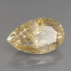 9.59カラットの天然無色＆ゴールドルチルクォーツ（18×11 mm・透明）