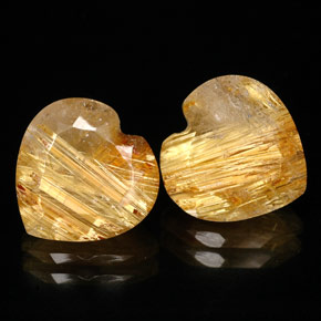 カラットの天然無色＆ゴールドルチルクォーツ（9.8×9.8 mm・透明）