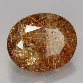 38.00カラットの天然無色＆ゴールドルチルクォーツ（24.9×20.7 mm・透明）