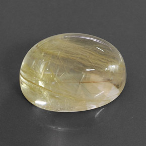 19.39カラットの天然無色＆ゴールドルチルクォーツ（18.3×13.2 mm・オーバルカット）