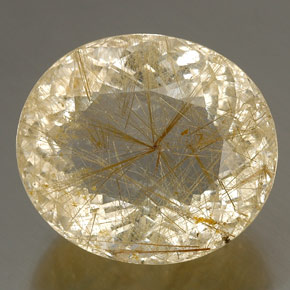 52.32カラットの天然無色＆ゴールドルチルクォーツ（26.2×23 mm・透明）