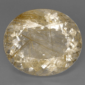 31.67カラットの天然無色＆ゴールドルチルクォーツ（24.5×21 mm・透明）