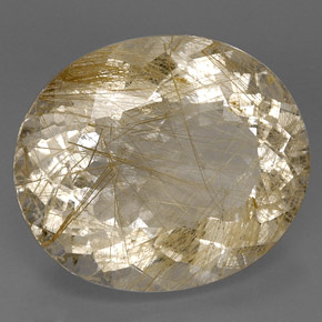 31.67カラットの天然無色＆ゴールドルチルクォーツ（24.5×21 mm・透明）