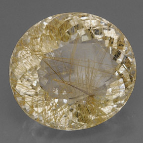 30.51カラットの天然無色＆ゴールドルチルクォーツ（21.4×19.5 mm・透明）