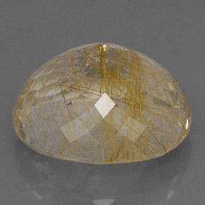 30.51カラットの天然無色＆ゴールドルチルクォーツ（21.4×19.5 mm・透明）