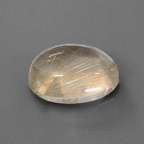 13.66カラットの天然無色＆ゴールドルチルクォーツ（18×13.3 mm・オーバルカット）