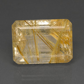 37.16カラットの天然無色＆ゴールドルチルクォーツ（22.5×16.5 mm・透明）