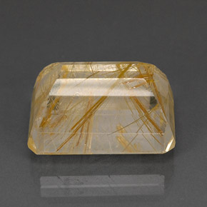 37.16カラットの天然無色＆ゴールドルチルクォーツ（22.5×16.5 mm・透明）