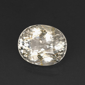18.65カラットの天然無色＆ゴールドルチルクォーツ（17.3×14.2 mm・オーバルカット）