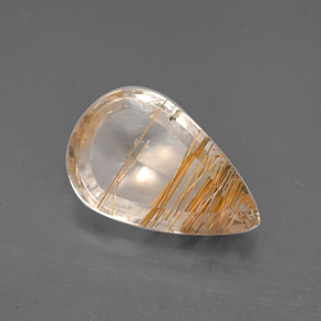 3.41カラットの天然無色ルチルクォーツ（13.4×8.5 mm・洋梨の形）