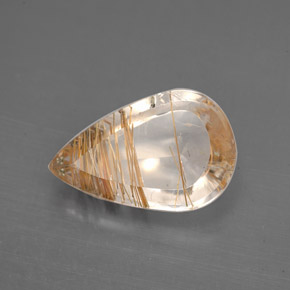 3.41カラットの天然無色ルチルクォーツ（13.4×8.5 mm・洋梨の形）