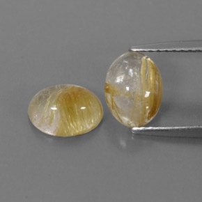 カラットの天然無色＆ゴールドルチルクォーツ（8.2×6.4 mm・透明）