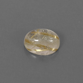 1.61カラットの天然無色＆ゴールドルチルクォーツ（8.1×6 mm・透明）