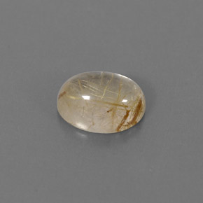 1.47カラットの天然無色＆ゴールドルチルクォーツ（8.2×6 mm・透明）
