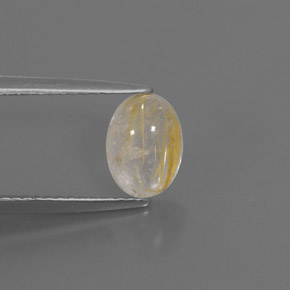 1.42カラットの天然無色＆ゴールドルチルクォーツ（8.1×6 mm・透明）