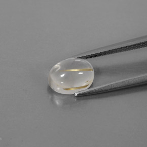 1.64カラットの天然無色＆ゴールドルチルクォーツ（8.3×6.2 mm・透明）