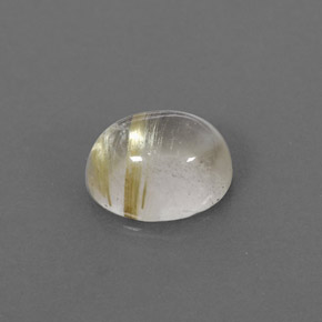 1.45カラットの天然無色＆ゴールドルチルクォーツ（7.7×6.1 mm・透明）