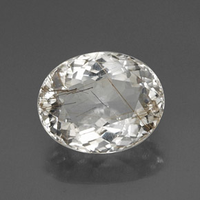 4.54カラットの天然無色＆ゴールドルチルクォーツ（12.6×10.1 mm・オーバルカット）