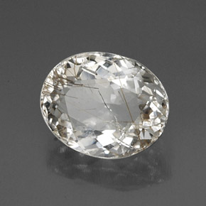 4.54カラットの天然無色＆ゴールドルチルクォーツ（12.6×10.1 mm・オーバルカット）