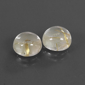 カラットの天然無色＆ゴールドルチルクォーツ（8.09 mm・ラウンドカット）