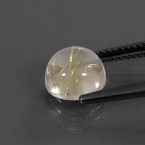 2.57カラットの天然無色＆ゴールドルチルクォーツ（8.06 mm・ラウンドカット）