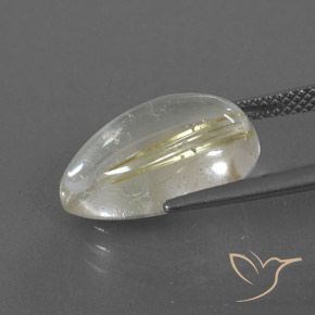 7.39カラットの天然ライトイエロールチルクォーツ、洋梨の形、透明
