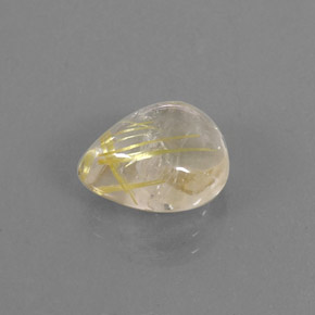 4.61カラットの天然無色＆ゴールドルチルクォーツ（11.8×9.6 mm・洋梨の形）
