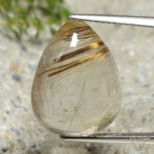 10.69ct 天然 ライトイエロー ルチルクォーツ, 洋梨の形, 透明