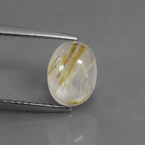 1.51カラットの天然無色＆ゴールドルチルクォーツ（8.3×6.2 mm・透明）