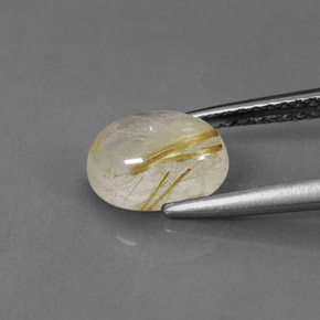 1.51カラットの天然無色＆ゴールドルチルクォーツ（8.3×6.2 mm・透明）