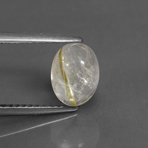 1.48カラットの天然無色＆ゴールドルチルクォーツ（8.1×6.1 mm・透明）