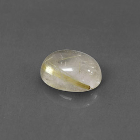 1.48カラットの天然無色＆ゴールドルチルクォーツ（8.1×6.1 mm・透明）
