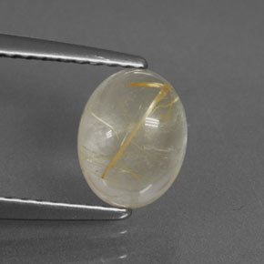 1.49カラットの天然無色＆ゴールドルチルクォーツ（7.9×6.1 mm・透明）