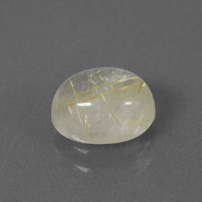 1.49カラットの天然無色＆ゴールドルチルクォーツ（7.9×6.1 mm・透明）