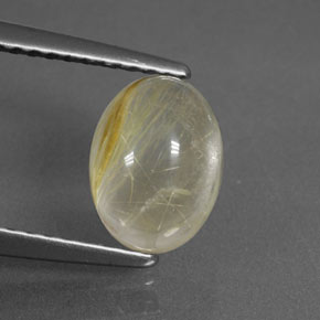 1.70カラットの天然無色＆ゴールドルチルクォーツ（8.4×6.3 mm・透明）