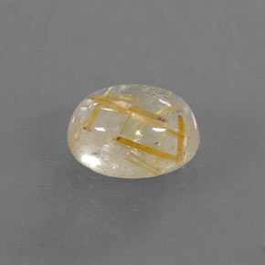 1.48カラットの天然無色＆ゴールドルチルクォーツ（7.9×6.2 mm・透明）