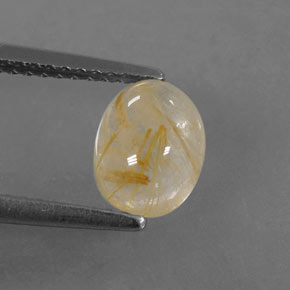 1.32カラットの天然無色＆ゴールドルチルクォーツ（8×6.2 mm・透明）