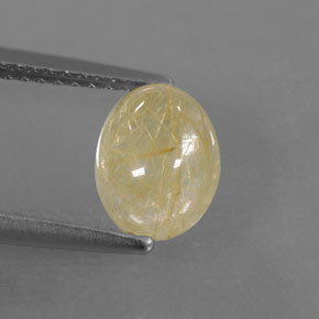 1.60カラットの天然無色＆ゴールドルチルクォーツ（8×6.3 mm・透明）
