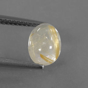 1.52カラットの天然無色＆ゴールドルチルクォーツ（8.1×6.2 mm・透明）