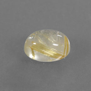 1.52カラットの天然無色＆ゴールドルチルクォーツ（8.1×6.2 mm・透明）