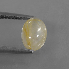 1.49カラットの天然無色＆ゴールドルチルクォーツ（8×6 mm・透明）